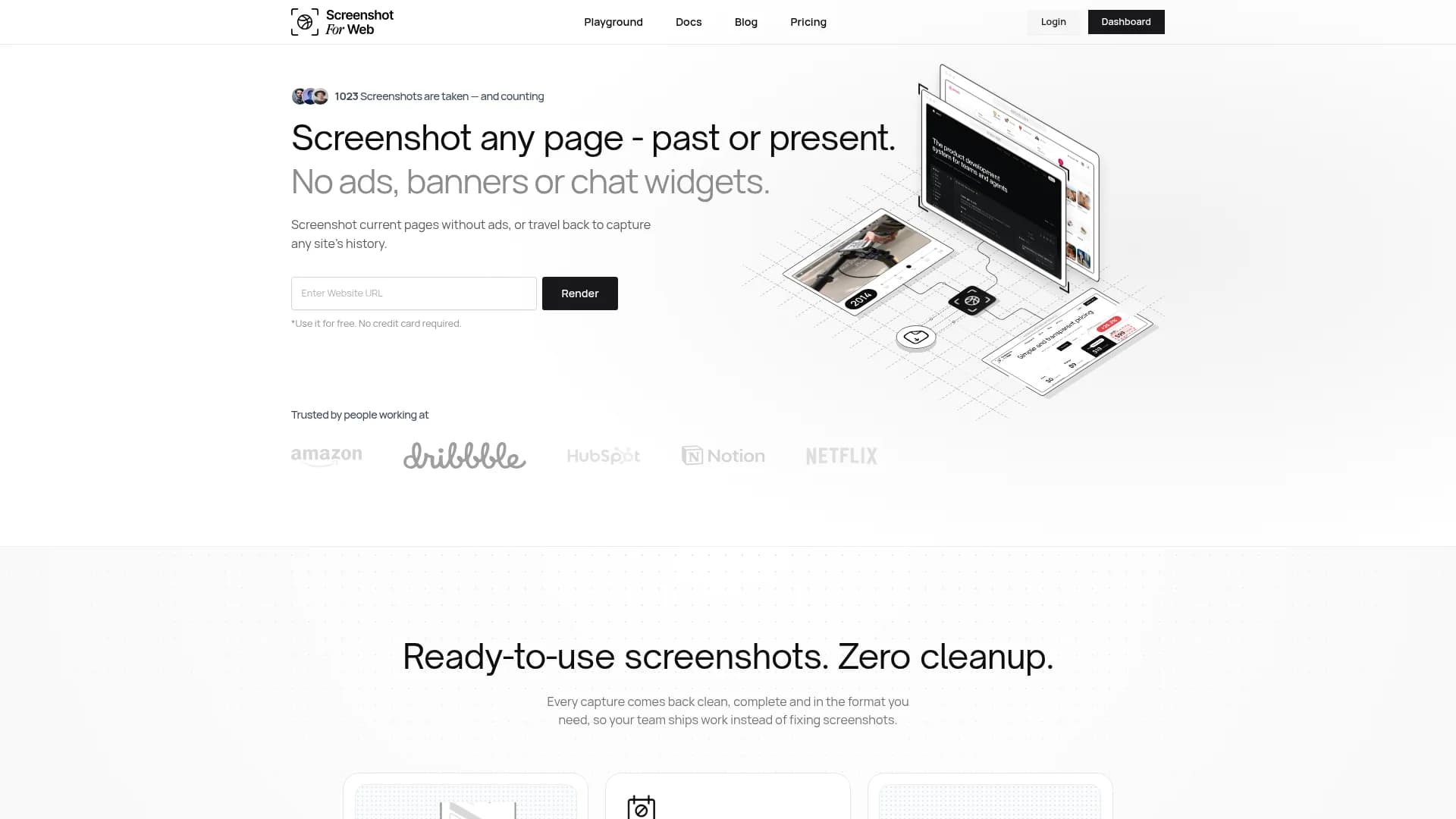The first screen of a web page at desktop size